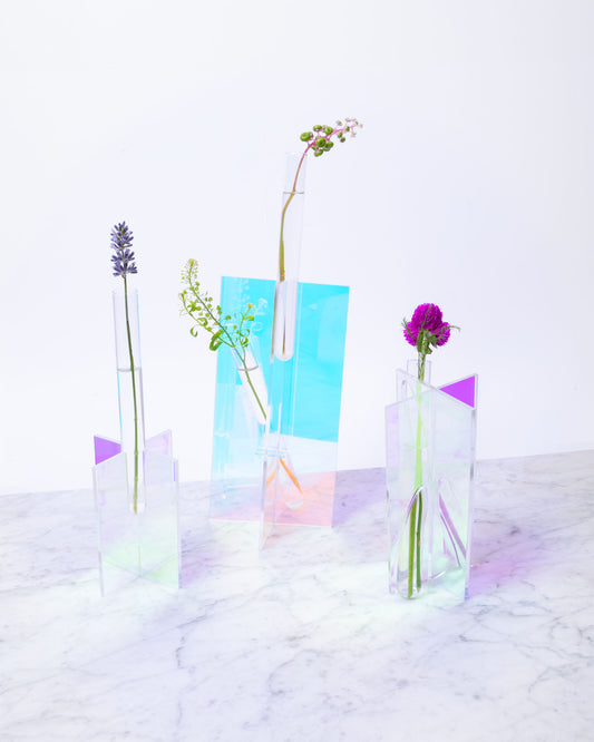 Set of Three Iridescent Bud Vase | Modern & Minimalist